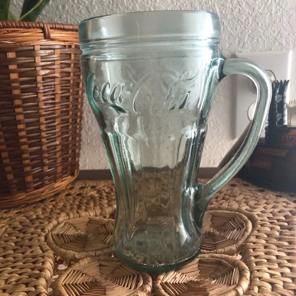 Green Glass Coca Cola Mug by Libbey Glass Co 16 oz - Picture 3 of 9